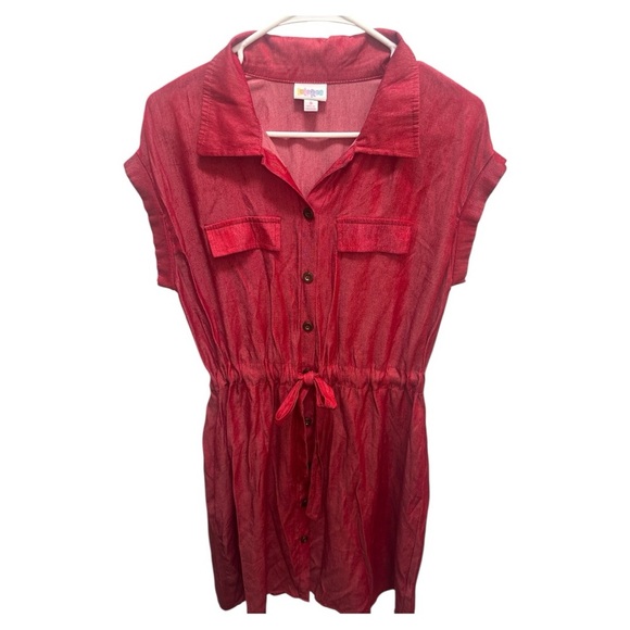 LuLaRoe Red Sleeveless Notched Collar Midi Dress - Picture 4 of 5